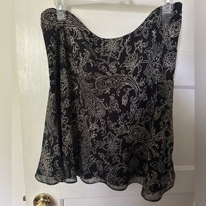 Express black and white paisley mini pull on skirt